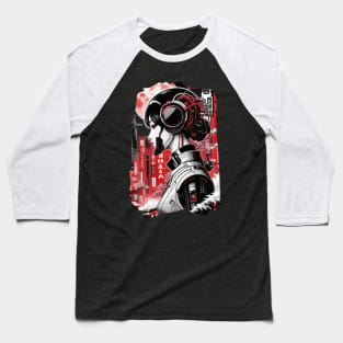 Futuristic Japanese Style Girl - Cyberpunk Baseball T-Shirt